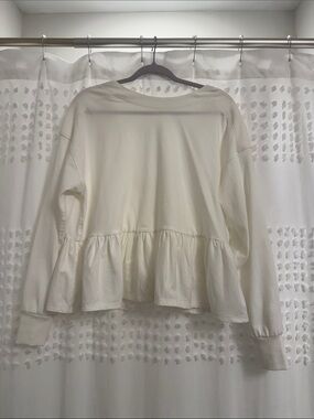 FP Movement Women’s Cream Peplum scoop back top